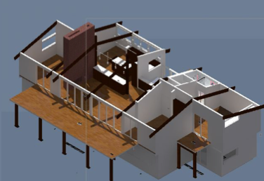 3d CAD model of Deck House Renovation looking west